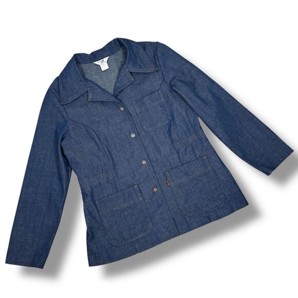 Vintage 70s Levi’s Safari Denim Blazer Leisure Jacket Orange Tab Blue Large - Picture 15 of 15